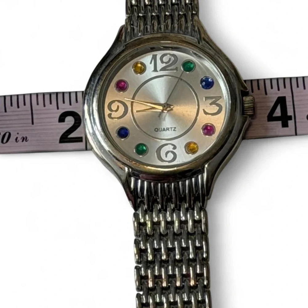 Vintage Silver Tone‎ Multicolored Indices Watch